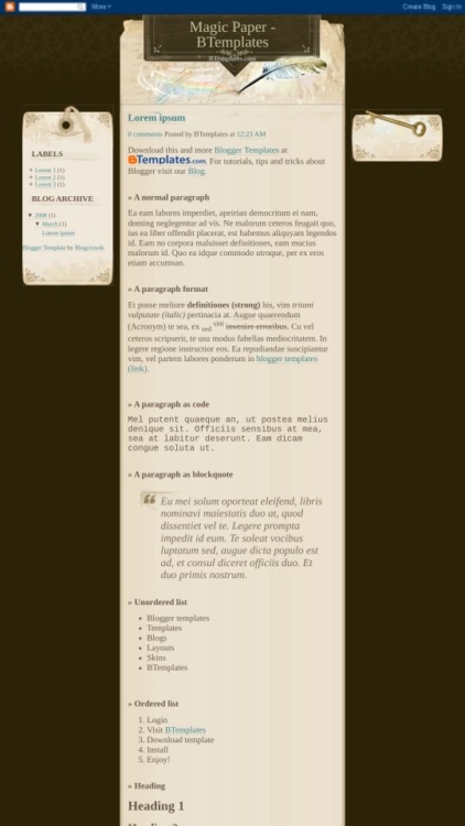 Magic Paper Blogger Template - BTemplates