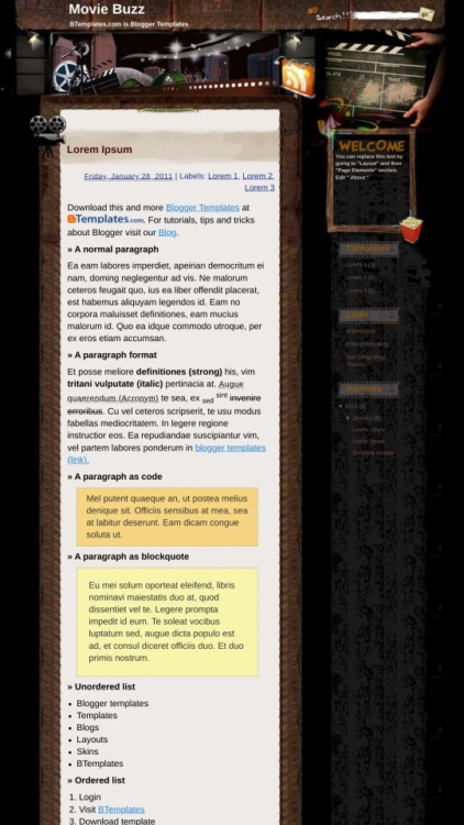 Movie Buzz Blogger Template - BTemplates