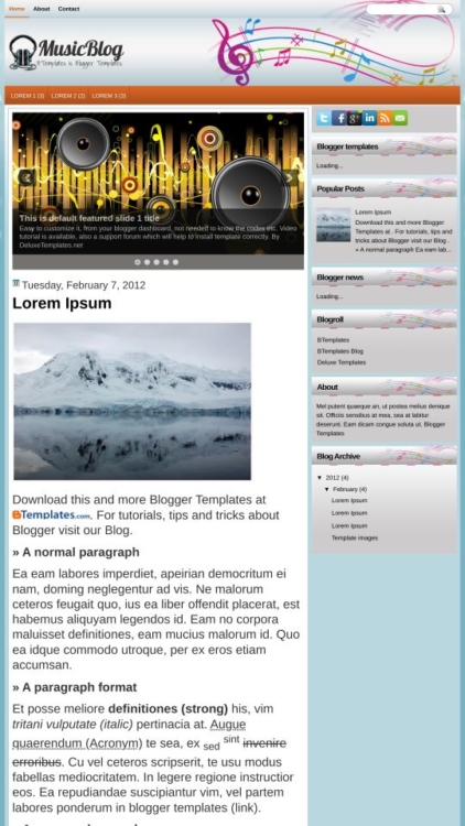 MusicBlog Blogger Template - BTemplates