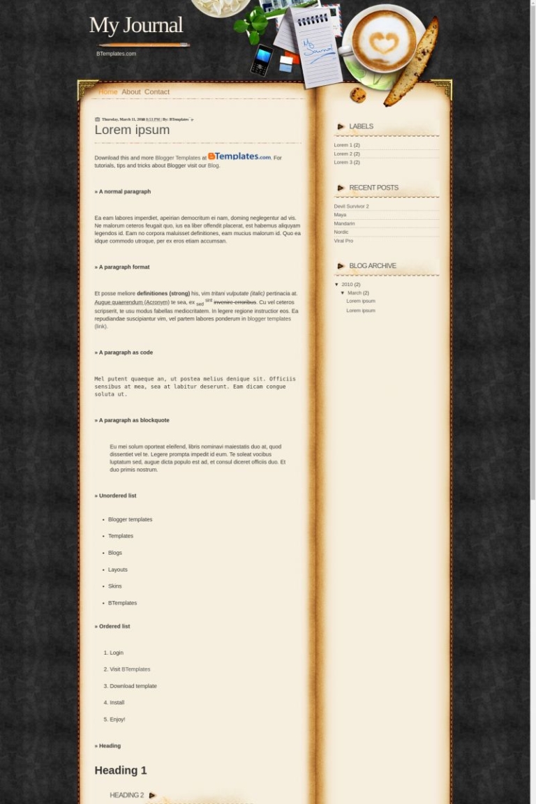 My Journal Blogger Template - BTemplates