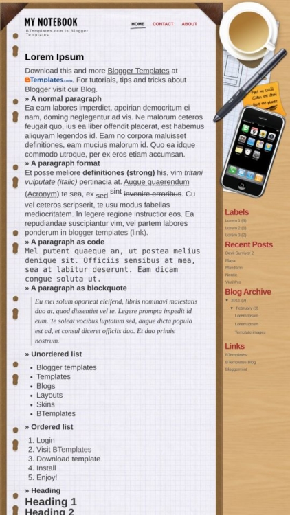 My Notebook Blogger Template - BTemplates