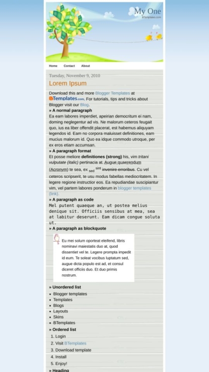 My One Blogger Template - BTemplates