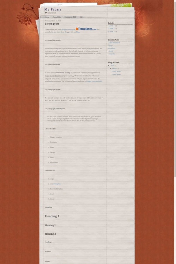 My Papers Blogger Template - BTemplates