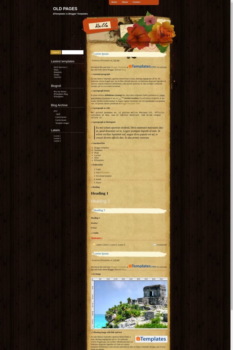 Old Pages Blogger Template - BTemplates