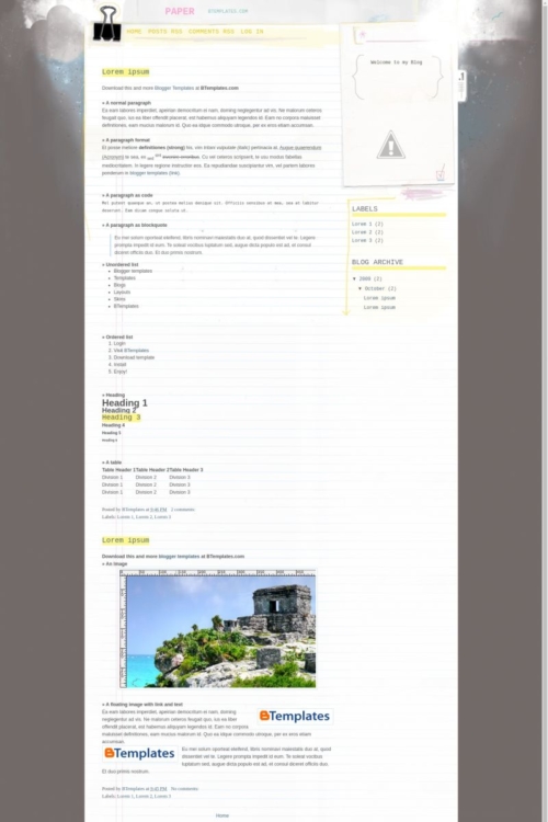 Paper Blogger Template - BTemplates