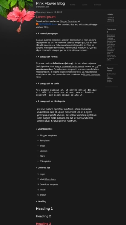 Pink Flower Blogger Template - BTemplates