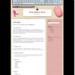 Pink Ribbon Desk Blogger Template