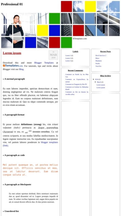 Professional 01 Blogger Template - BTemplates
