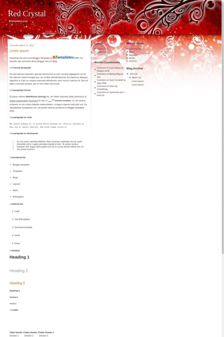 Red Crystal Blogger Template - BTemplates