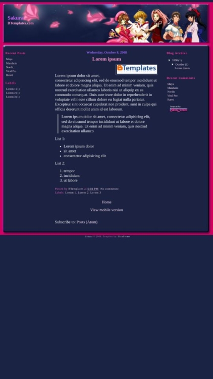 Sakura Blogger Template - BTemplates