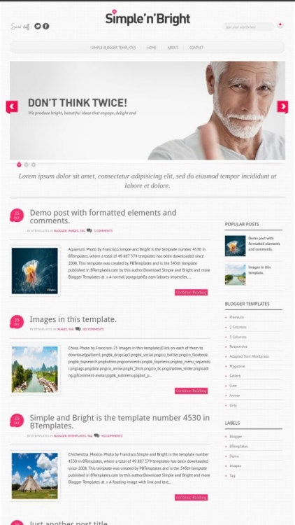 Simple and Bright Blogger Template - BTemplates