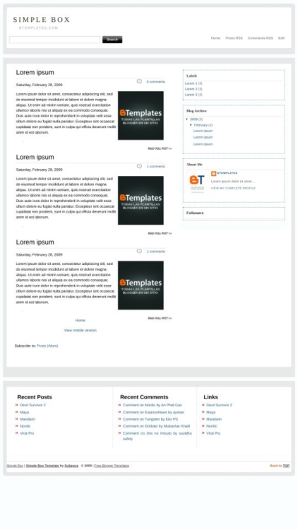 Simple Box Blogger Template - BTemplates