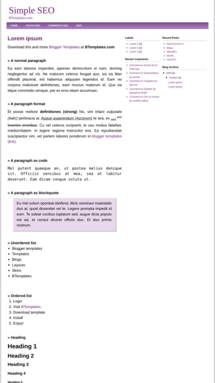 Simple Blogger Temp Simple SEO Blogger Template - BTemplates