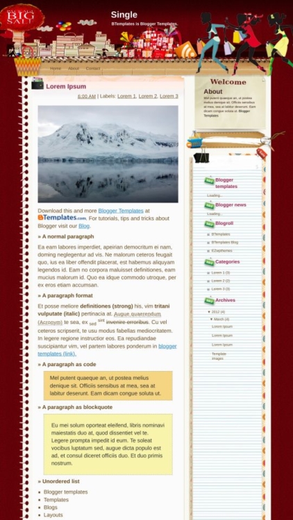 Single Blogger Template - BTemplates