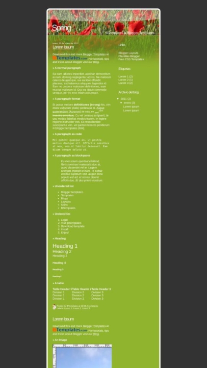 Spring Blogger template - BTemplates