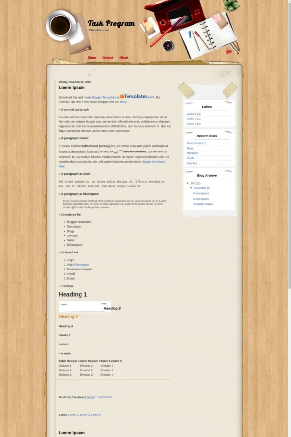 Task Program Blogger Template - BTemplates