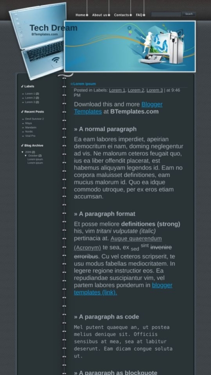 Software Developer Blog Template Tech Dream Blogger Template - BTemplates