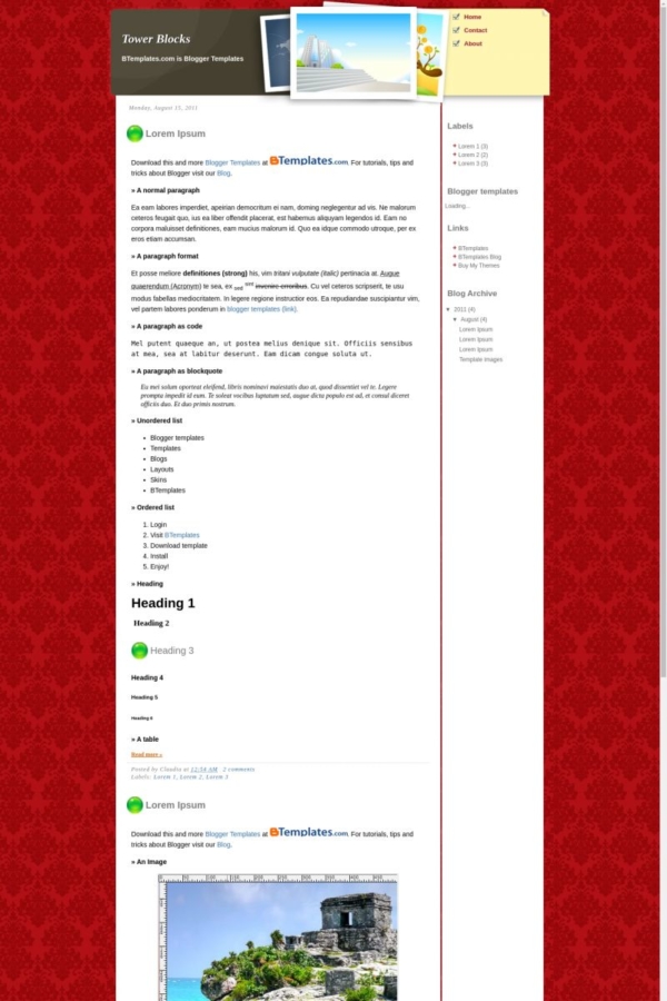 Tower Blocks Blogger Template - BTemplates