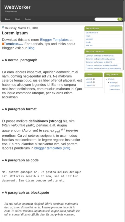 WebWorker Blogger Template - BTemplates