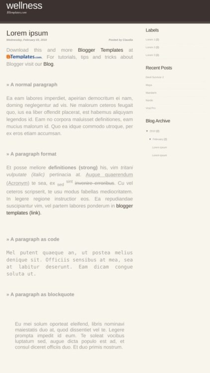 Wellness Blogger Template - BTemplates