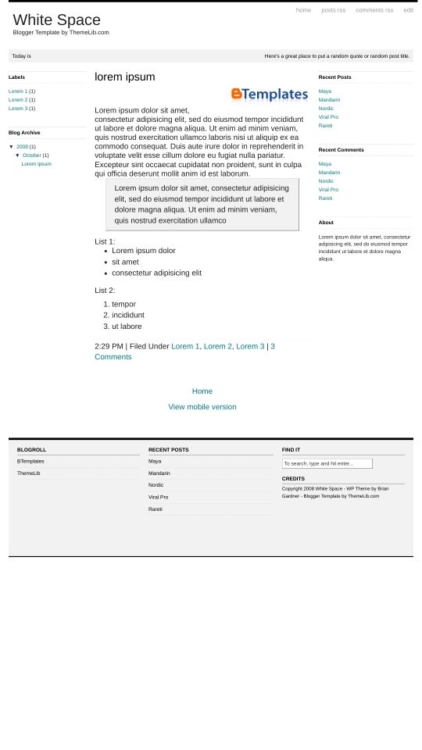 White Space Blogger Template - BTemplates