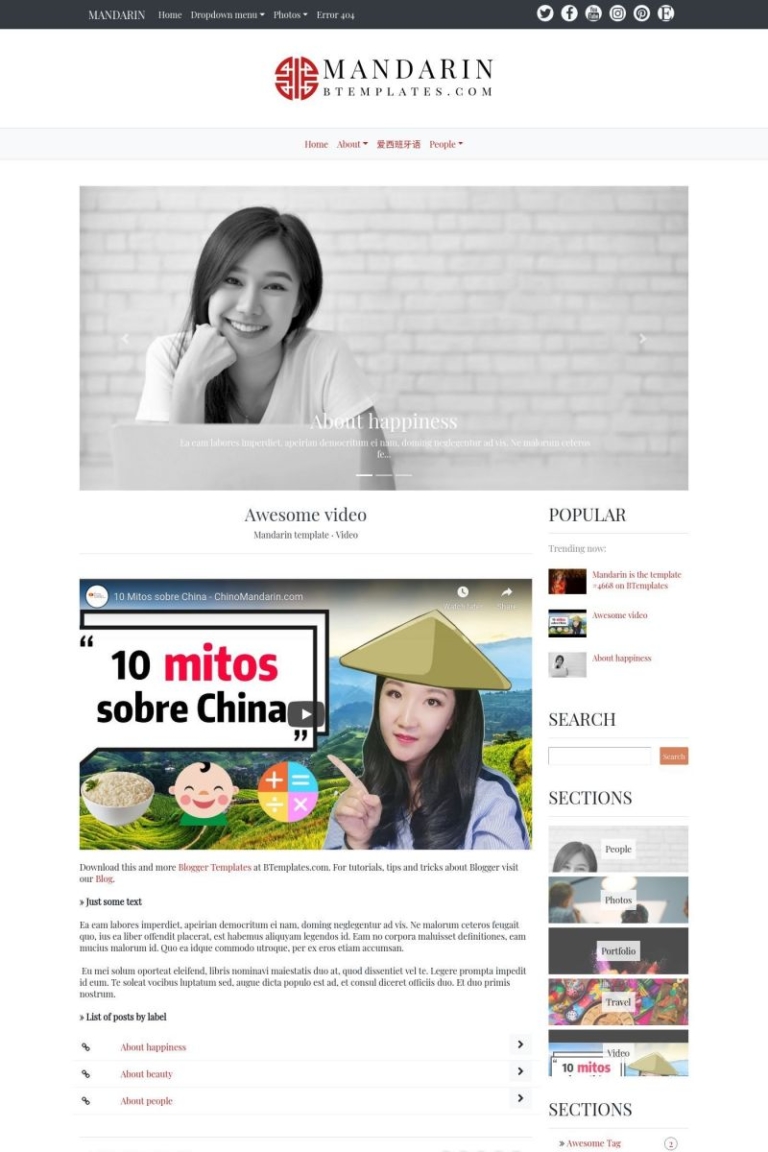 Mandarin Blogger Template - BTemplates